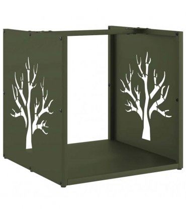 vidaXL Firewood Rack Olive Green 40x40x40 cm Cold-rolled steel — Model: tree