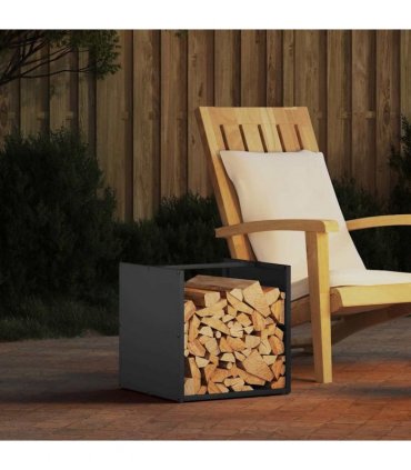 vidaXL Firewood Rack Black 40x40x40 cm Cold-rolled steel — Model: plain