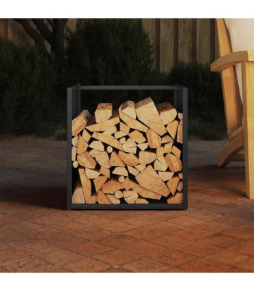 vidaXL Firewood Rack Black 40x40x40 cm Cold-rolled steel — Model: plain