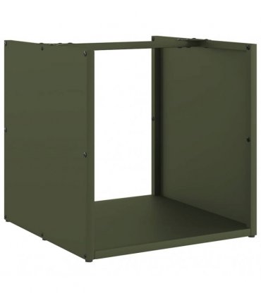 vidaXL Firewood Rack Olive Green 40x40x40 cm Cold-rolled steel — Model: plain