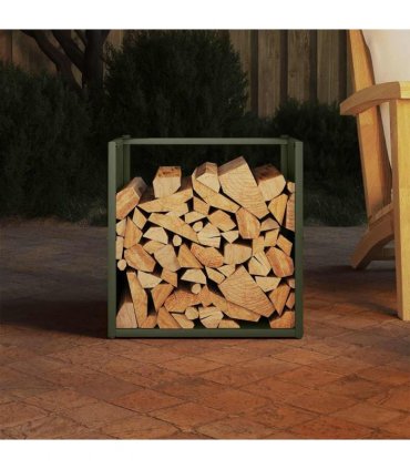 vidaXL Firewood Rack Olive Green 40x40x40 cm Cold-rolled steel — Model: plain