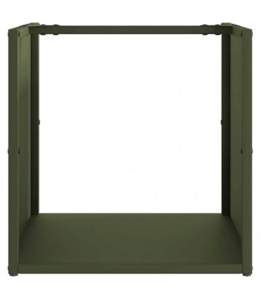 vidaXL Firewood Rack Olive Green 40x40x40 cm Cold-rolled steel — Model: plain