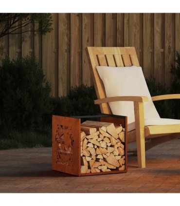 vidaXL Firewood Rack 40x40x40 cm Weathering Steel — Model: reindeer
