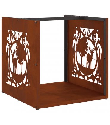 vidaXL Firewood Rack 40x40x40 cm Weathering Steel — Model: reindeer