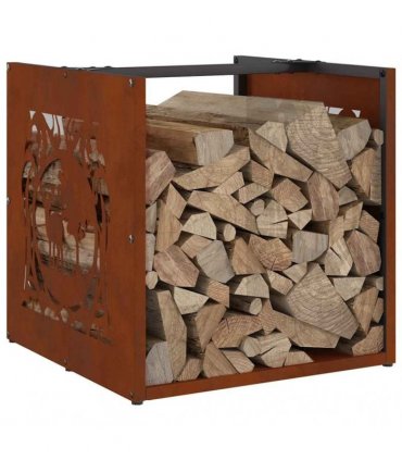 vidaXL Firewood Rack 40x40x40 cm Weathering Steel — Model: reindeer