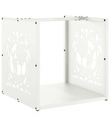 vidaXL Firewood Rack White 40x40x40 cm Cold-rolled steel — Model: reindeer