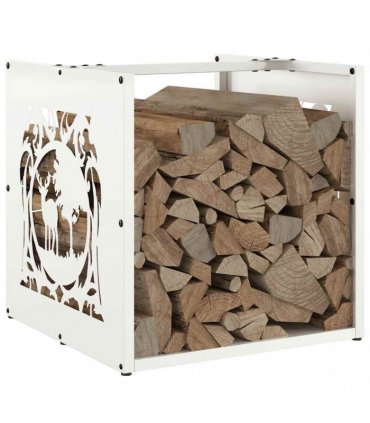 vidaXL Firewood Rack White 40x40x40 cm Cold-rolled steel — Model: reindeer