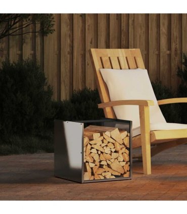 vidaXL Firewood Rack 40x40x40 cm Stainless Steel — Model: plain