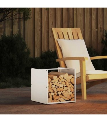 vidaXL Firewood Rack White 40x40x40 cm Cold-rolled steel — Model: plain