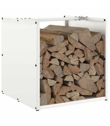 vidaXL Firewood Rack White 40x40x40 cm Cold-rolled steel — Model: plain