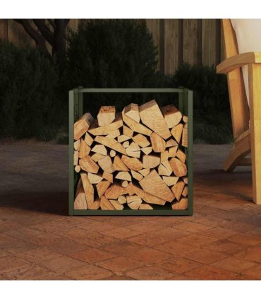 vidaXL Firewood Rack Olive Green 40x40x40 cm Cold-rolled steel — Model: reindeer