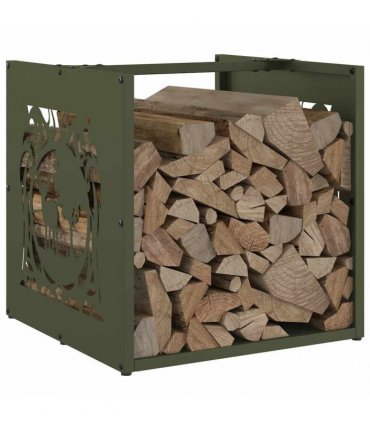 vidaXL Firewood Rack Olive Green 40x40x40 cm Cold-rolled steel — Model: reindeer