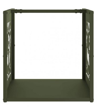 vidaXL Firewood Rack Olive Green 40x40x40 cm Cold-rolled steel — Model: reindeer