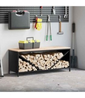 vidaXL Firewood Rack with Wooden Top Black 100.5x35.5x40 cm