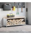 vidaXL Firewood Rack with Wooden Top White 100.5x35.5x40 cm