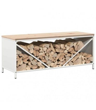 vidaXL Firewood Rack with Wooden Top White 100.5x35.5x40 cm