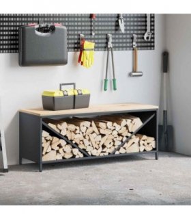 vidaXL Firewood Rack with Wooden Top Anthracite 100.5x35.5x40 cm
