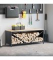 vidaXL Firewood Rack with Wooden Top Anthracite 100.5x35.5x40 cm