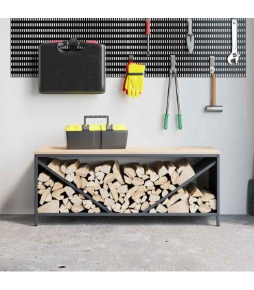 vidaXL Firewood Rack with Wooden Top Anthracite 100.5x35.5x40 cm