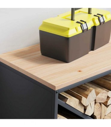 vidaXL Firewood Rack with Wooden Top Anthracite 100.5x35.5x40 cm