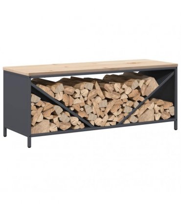 vidaXL Firewood Rack with Wooden Top Anthracite 100.5x35.5x40 cm