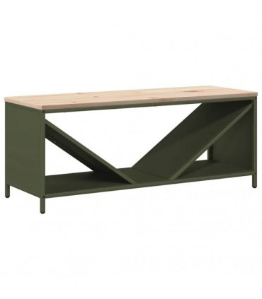 vidaXL Firewood Rack with Wooden Top Olive Green 100.5x35.5x40 cm
