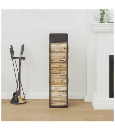 vidaXL Firewood Rack Black 25x25x100 cm Cold-rolled steel — Size: 25 x 25 x 100 cm