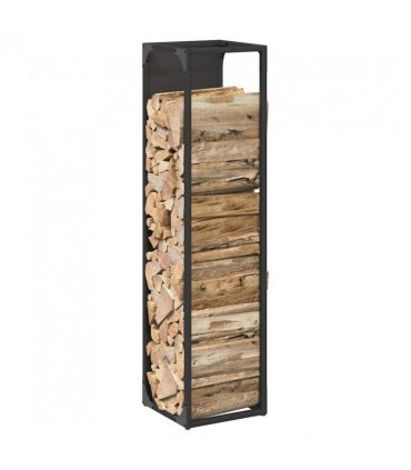 vidaXL Firewood Rack Black 25x25x100 cm Cold-rolled steel — Size: 25 x 25 x 100 cm