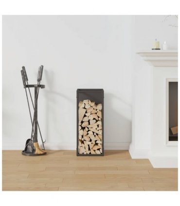 vidaXL Firewood Rack Black 25x25x60 cm Cold-rolled steel — Size: 25 x 25 x 60 cm