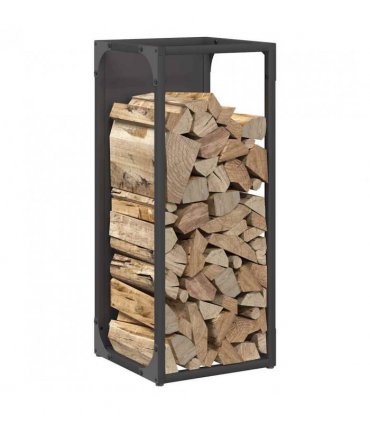 vidaXL Firewood Rack Black 25x25x60 cm Cold-rolled steel — Size: 25 x 25 x 60 cm