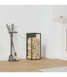 vidaXL Firewood Rack Olive Green 25x25x60 cm Cold-rolled steel — Size: 25 x 25 x 60 cm