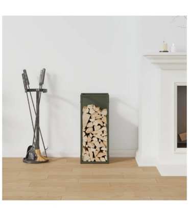 vidaXL Firewood Rack Olive Green 25x25x60 cm Cold-rolled steel — Size: 25 x 25 x 60 cm