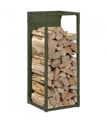 vidaXL Firewood Rack Olive Green 25x25x60 cm Cold-rolled steel — Size: 25 x 25 x 60 cm