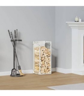 vidaXL Firewood Rack White 25x25x60 cm Cold-rolled steel — Size: 25 x 25 x 60 cm