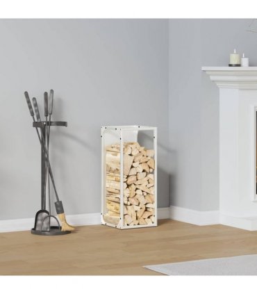 vidaXL Firewood Rack White 25x25x60 cm Cold-rolled steel — Size: 25 x 25 x 60 cm