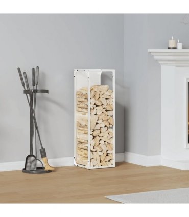 vidaXL Firewood Rack White 25x25x80 cm Cold-rolled steel — Size: 25 x 25 x 80 cm