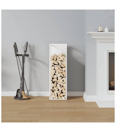 vidaXL Firewood Rack White 25x25x80 cm Cold-rolled steel — Size: 25 x 25 x 80 cm