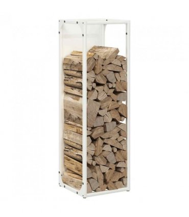 vidaXL Firewood Rack White 25x25x80 cm Cold-rolled steel — Size: 25 x 25 x 80 cm