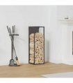 vidaXL Firewood Rack Black 25x25x80 cm Cold-rolled steel — Size: 25 x 25 x 80 cm