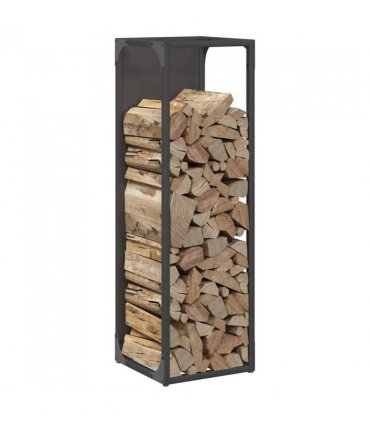 vidaXL Firewood Rack Black 25x25x80 cm Cold-rolled steel — Size: 25 x 25 x 80 cm
