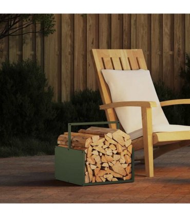vidaXL Firewood Rack Olive Green 40x40x40 cm Cold-rolled steel
