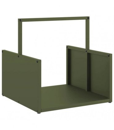 vidaXL Firewood Rack Olive Green 40x40x40 cm Cold-rolled steel