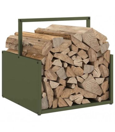 vidaXL Firewood Rack Olive Green 40x40x40 cm Cold-rolled steel