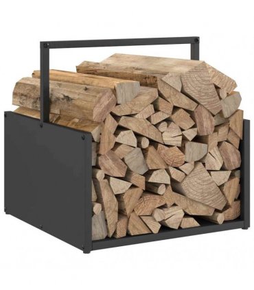 vidaXL Firewood Rack Black 40x40x40 cm Cold-rolled steel