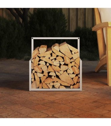 vidaXL Firewood Rack White 40x40x40 cm Cold-rolled steel