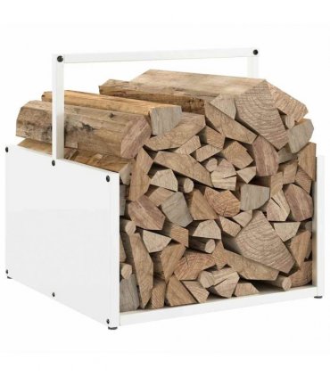 vidaXL Firewood Rack White 40x40x40 cm Cold-rolled steel