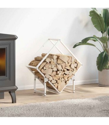 vidaXL Firewood Rack White 60x25x60 cm Cold-rolled steel — Size: 60 x 25 x 60 cm