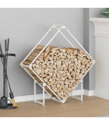 vidaXL Firewood Rack White 100x25x100 cm Cold-rolled steel — Size: 100 x 25 x 100 cm