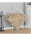 vidaXL Firewood Rack White 100x25x100 cm Cold-rolled steel — Size: 100 x 25 x 100 cm