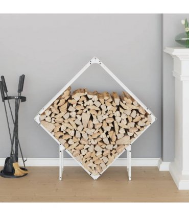 vidaXL Firewood Rack White 100x25x100 cm Cold-rolled steel — Size: 100 x 25 x 100 cm